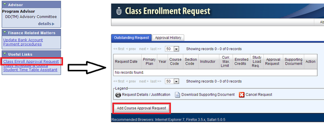 Class Enroll Approval Request -> Add Course Approval Request